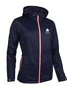 s.RYDER CUP WHISPERDRY WHISTLER Ryder Cup Whisperdry Fleece Lined Waterproof Golf Jacket - Navy/Coral Shell Print