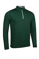 g.WICK Quarter Zip Lightweight Performance Golf Midlayer - Bottle Green/Light Grey