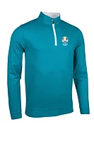 g.RYDER CUP WICK Ryder Cup Zip Lightweight Performance Golf Midlayer - Lagoon Marl/White