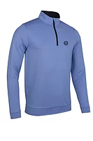 g.THE OPEN WICK The Open Zip Lightweight Performance Golf Midlayer - Light Blue/Navy