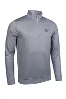 g.THE OPEN WICK The Open Zip Lightweight Performance Golf Midlayer - Light Grey Herringbone