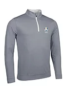 g.RYDER CUP WICK Ryder Cup Zip Lightweight Performance Golf Midlayer - Light Grey Marl/White