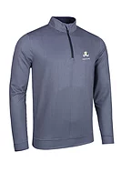g.RYDER CUP WICK Ryder Cup Zip Lightweight Performance Golf Midlayer - Light Grey/Navy Houndstooth