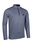 g.THE OPEN WICK The Open Zip Lightweight Performance Golf Midlayer - Light Grey/Navy Houndstooth
