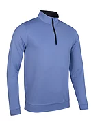 g.WICK Quarter Zip Lightweight Performance Golf Midlayer - Light Blue/Navy