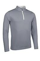 g.WICK Quarter Zip Lightweight Performance Golf Midlayer - Light Grey Marl/White