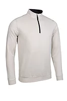g.WICK Quarter Zip Lightweight Performance Golf Midlayer - Linen/Black