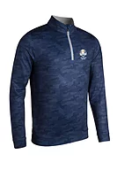 g.RYDER CUP WICK Ryder Cup Zip Lightweight Performance Golf Midlayer - Navy Camo/Lt Grey
