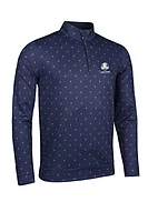g.RYDER CUP WICK Ryder Cup Zip Lightweight Performance Golf Midlayer - Navy/Gold Trophy Print