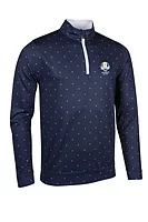 g.RYDER CUP WICK Ryder Cup Zip Lightweight Performance Golf Midlayer - Navy/White Saltire Flags