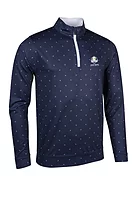 g.RYDER CUP WICK Ryder Cup Zip Lightweight Performance Golf Midlayer - Navy/White Saltire Flags