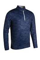 g.WICK Quarter Zip Lightweight Performance Golf Midlayer - Navy Camo/Lt Grey
