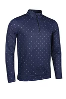 g.WICK Quarter Zip Lightweight Performance Golf Midlayer - Navy/Gold Trophy Print