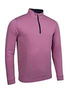 g.WICK Quarter Zip Lightweight Performance Golf Midlayer - Raspberry Marl/Navy