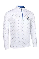 g.RYDER CUP WICK Ryder Cup Zip Lightweight Performance Golf Midlayer - White/Tahiti Trophy Print