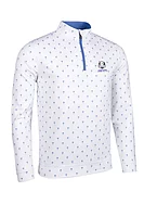 g.RYDER CUP WICK Ryder Cup Zip Lightweight Performance Golf Midlayer - White/Tahiti Trophy Print