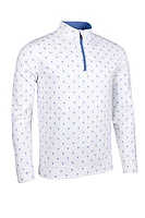 g.WICK Quarter Zip Lightweight Performance Golf Midlayer - White/Tahiti Trophy Print