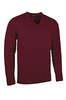 g.WILKIE V Neck Merino Lightweight Golf Sweater - Bordeaux