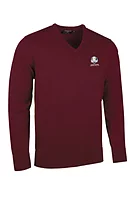 g.RYDER CUP WILKIE Ryder Cup V Neck Merino Golf Sweater - Bordeaux
