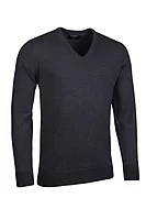 g.WILKIE V Neck Merino Lightweight Golf Sweater - Charcoal Marl