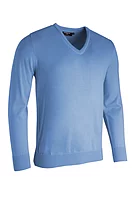g.WILKIE V Neck Merino Lightweight Golf Sweater - Light Blue