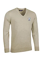 g.RYDER CUP WILKIE Ryder Cup V Neck Merino Golf Sweater - Linen Marl