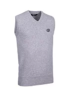 g.THE OPEN WINDERMERE The Open V Neck Lambswool Midweight Golf Slipover - Light Grey Marl