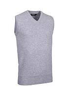 g.WINDERMERE V Neck Lambswool Midweight Golf Slipover - Light Grey Marl
