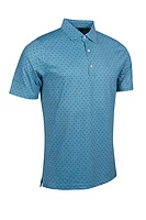 g.YORK Polka Dot Leaf Print Performance Golf Shirt - Lagoon/White/Black