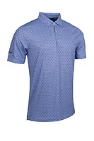 g.YORK Polka Dot Leaf Print Performance Golf Shirt - Light Blue/White/Navy