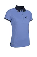 g.THE OPEN ZARA The Open Lurex Tipping Performance Pique Golf Shirt - Light Blue/Navy