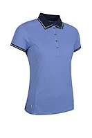 g.ZARA SALE Lurex Tipping Performance Pique Golf Shirt Sale - Light Blue/Navy