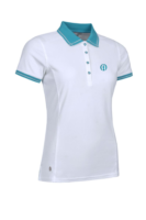 g.THE OPEN ZARA The Open Lurex Tipping Performance Pique Golf Shirt - White/Lagoon