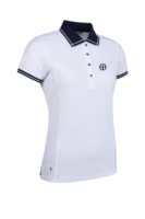 g.THE OPEN ZARA The Open Lurex Tipping Performance Pique Golf Shirt - White/Navy