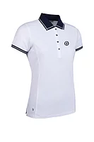 g.THE OPEN ZARA The Open Lurex Tipping Performance Pique Golf Shirt - White/Navy