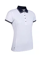 g.ZARA Lurex Tipping Performance Pique Golf Shirt - White/Navy
