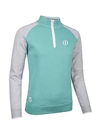 s.THE OPEN ZONDA The Open Quarter Zip Cotton Lined Heavyweight Golf Sweater - Mint/Silver Marl/White