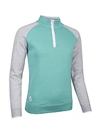 s.ZONDA Quarter Zip Cotton Lined Heavyweight Golf Sweater - Mint/Silver Marl/White