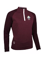 s.RYDER CUP ZONDA Ryder Cup Quarter Zip Cotton Lined Heavyweight Golf Sweater - Mulberry/White