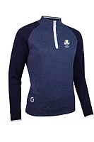 s.RYDER CUP ZONDA Ryder Cup Quarter Zip Cotton Lined Heavyweight Golf Sweater - Navy Marl/Navy/White