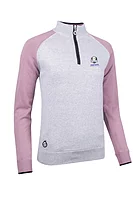 s.RYDER CUP ZONDA Ryder Cup Quarter Zip Cotton Lined Heavyweight Golf Sweater - Silver Marl/Pink Haze/Black