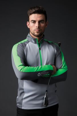 Mens Zip Neck Raglan Panelled Showerproof Golf Midlayer