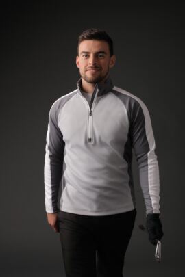 Mens Zip Neck Raglan Panelled Showerproof Golf Midlayer