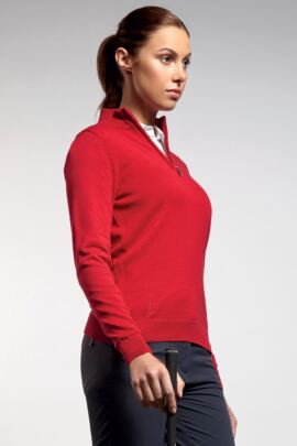 Ladies Zip Neck Cotton Golf Sweater