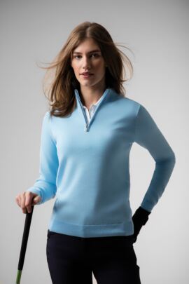 Ladies Zip Neck Cotton Golf Sweater