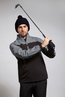 Mens Zip Neck Two Tone Water Repellent Performance Golf Windshirt