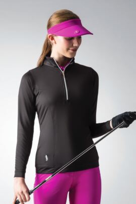 Ladies Zip Neck Shaped Panel Performance Golf Midlayer