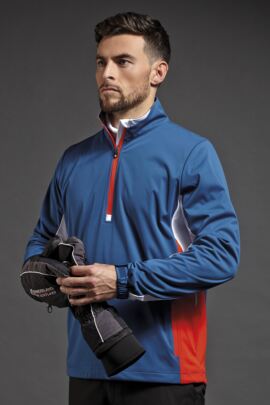 Mens Zip Neck Colour Block Showerpproof Golf Windshirt