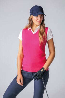 Ladies V Neck Lambswool Golf Slipover