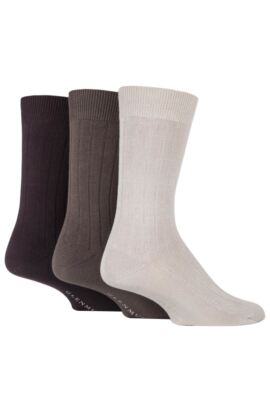 Mens 3 Pair Classic Bamboo Ribbed Socks